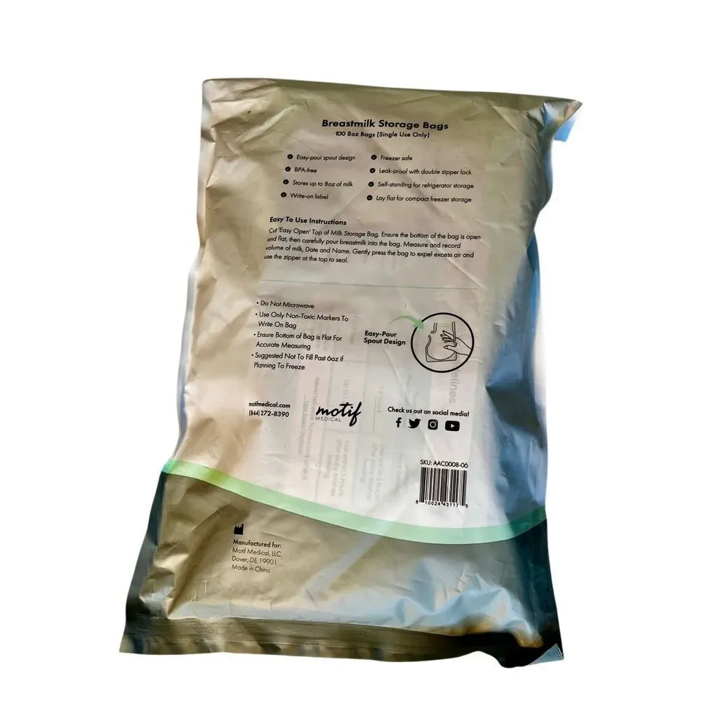 Motif Medical Breast Milk Storage Bags 8oz Single Use - 100 Bag Count